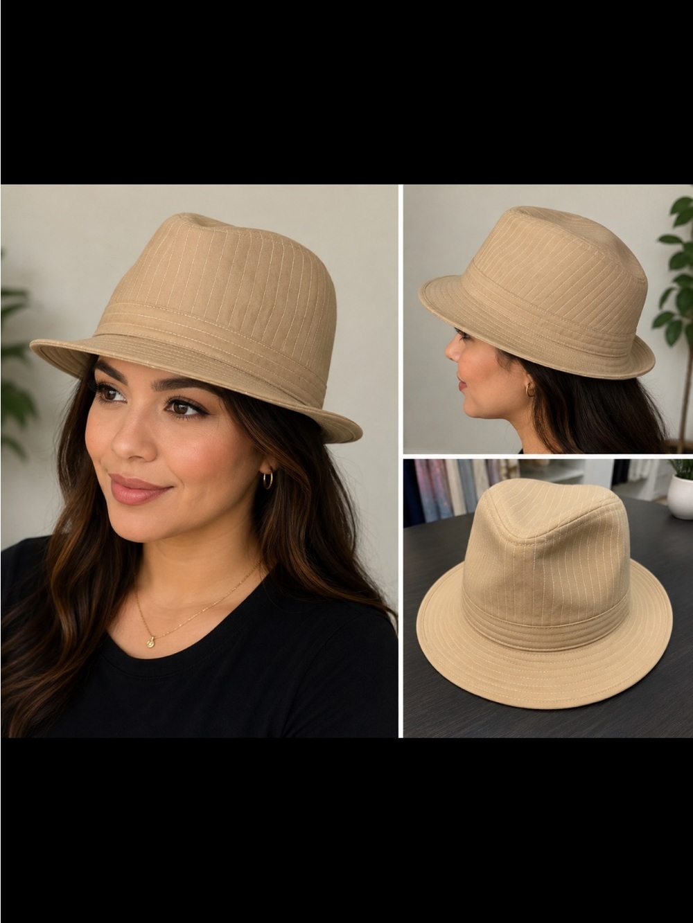 Safari Style Khaki Fedora Hat Unisex Size 6 7/8 Pre-Owned Excellent Condition